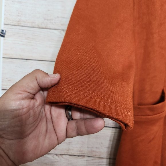 NWT Roolee Women's Burnt Orange Pockets Maxi Zipper Back Stretchy Dress Size M - Picture 5 of 16